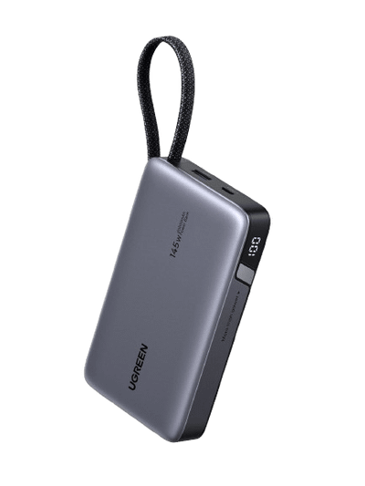 UGREEN Nexode Power Bank (20,000mAh/145W Total/100W USB-C Laptop Charging/Built-in Cable + USB-A)