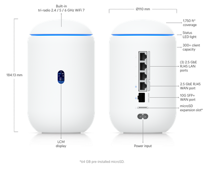 Ubiquiti Dream Router 7 (WiFi 7/All-In-One Gateway Router/UniFi OS Console/Compact Prosumer)