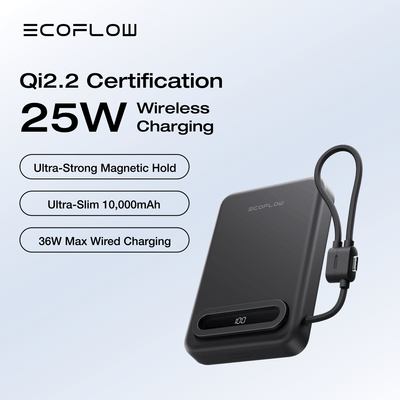 EcoFlow RAPID Mag Power Bank (10,000mAh/Qi2.2 25W MagSafe-Compatible/Built-in USB-C Cable)
