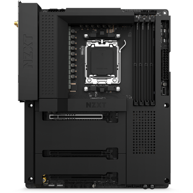 NZXT N7 B650E AM5 ATX motherboard with black full-cover plate
