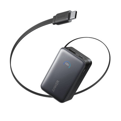 Anker Nano Power Bank (10K, 45W, Built-In Retractable USB-C Cable, InstaCord, Smart Display)