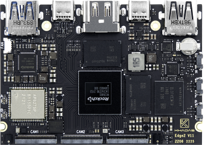 Khadas Edge2 (Single-Board Computer/Rockchip RK3588S/Octa-Core/6 TOPS NPU/4x 4K Displays/Thin Form Factor)