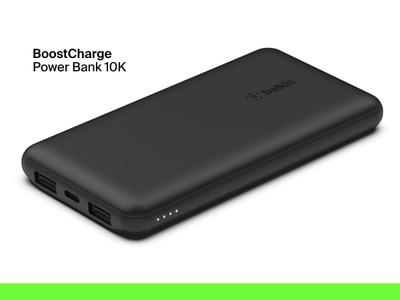 Belkin BoostCharge Power Bank 10K (10,000mAh/18W Shared/2x USB-A + 1x USB-C/USB-A to USB-C Cable Included)