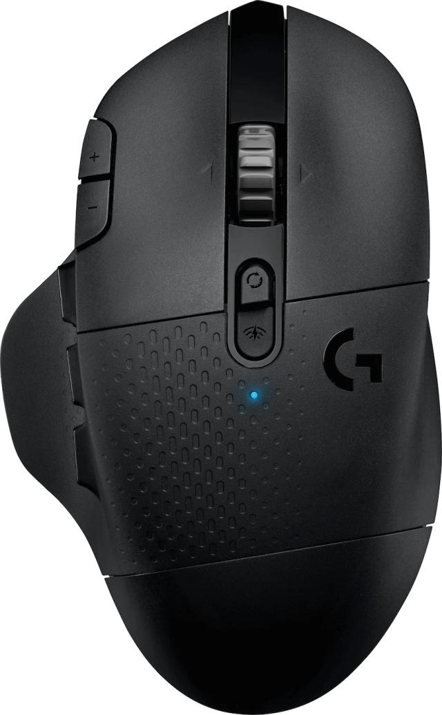 Logitech G604 LIGHTSPEED wireless gaming mouse in black with side button cluster
