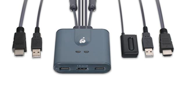 IOGEAR GCS32HU 2-Port USB KVM Switch with cables