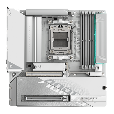 Gigabyte B850M AORUS STEALTH ICE (AM5/AMD B850/Micro-ATX/Reverse-Connector Design/All-White Finish/DDR5 OC/PCIe 5.0)