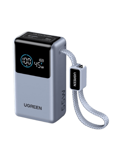 UGREEN Nexode Pro Power Bank (10,000mAh/45W Built-in Braided USB-C Cable/Ultra-Compact)