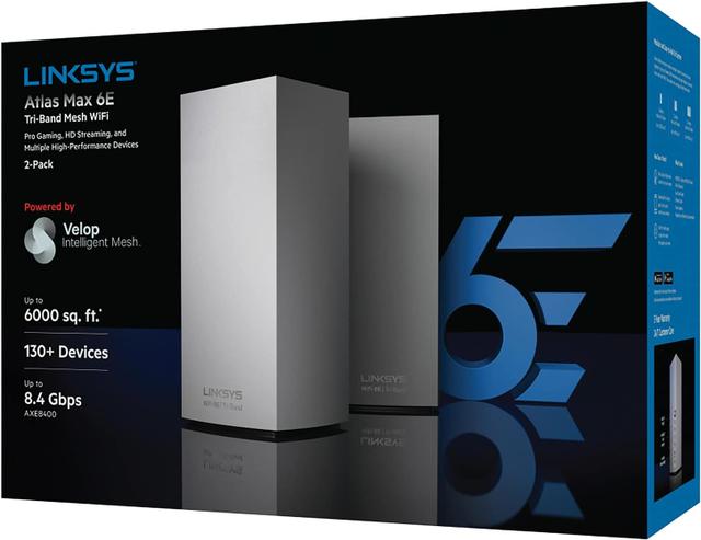 Linksys Atlas Max 6E MX8502 tri-band WiFi 6E mesh system two-pack