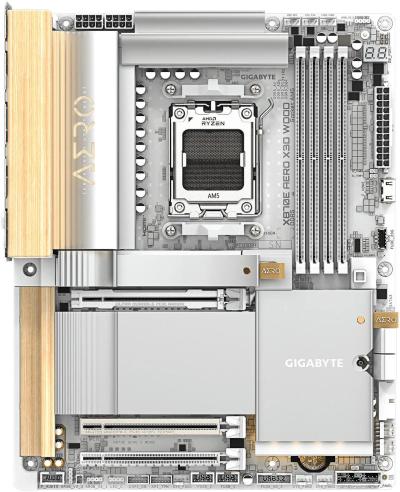 Gigabyte X870E AERO X3D WOOD (AM5/AMD X870E/ATX/16+2+2 Phase VRM/DDR5-9000 OC/Wood and Leather Design/Dual 5GbE)