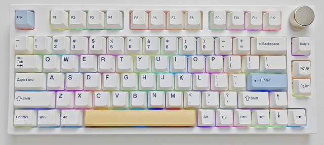 Keydous NJ80 wireless mechanical keyboard with knob, 75% hot-swappable RGB