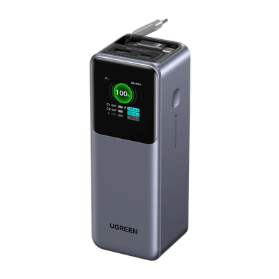 UGREEN Nexode Power Bank (20,000mAh/165W Total/100W USB-C/Built-in Retractable Cable)