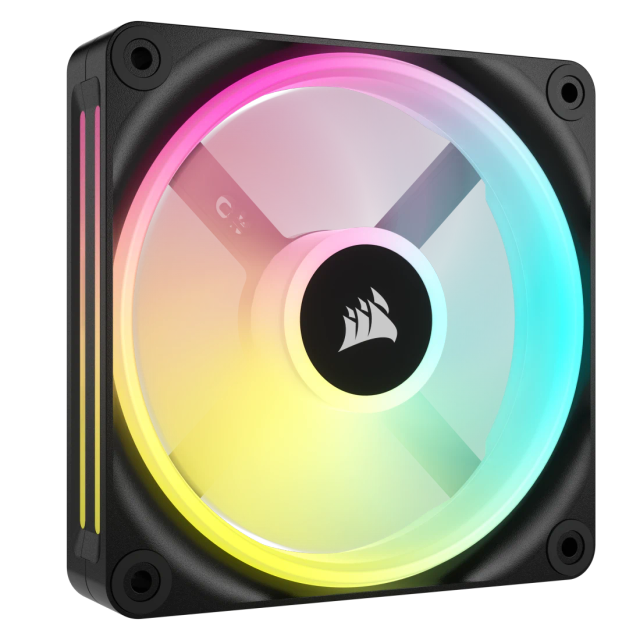 Corsair iCUE LINK QX120 RGB 120mm PWM case fan in black with RGB light loops