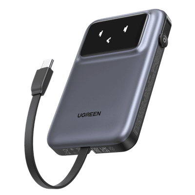 UGREEN Uno Power Bank (10,000mAh/30W Built-in USB-C Cable/USB-A/TFT Display)