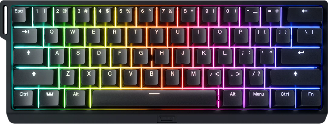 Wooting 60HE+ 60% analog mechanical keyboard in black with RGB backlighting