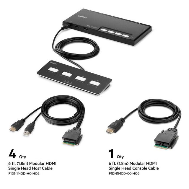 Belkin F1DN104MOD-HH-4 4-Port Single Head HDMI Modular Secure KVM Switch