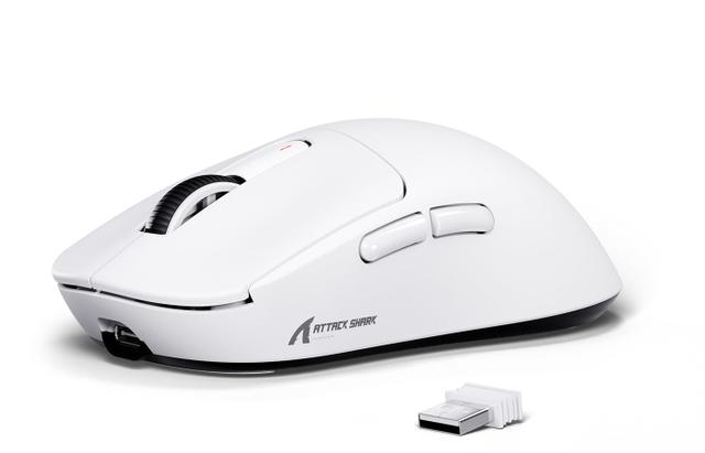 Attack Shark X3 wireless gaming mouse in white with USB receiver