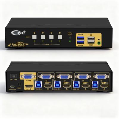 CKL CKL-942HV-3 (4-Port Dual Monitor HDMI+VGA KVM Switch / 4K@60Hz / ~$289.00)