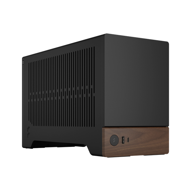 Fractal Design Terra Graphite Mini-ITX small form factor PC case with walnut front panel