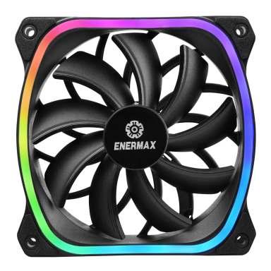 Enermax SquA RGB 120mm PWM case fan in black with addressable RGB frame lighting