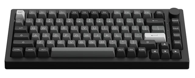 Akko 5075B Plus 75% hot-swappable wireless mechanical keyboard in black and silver with rotary knob