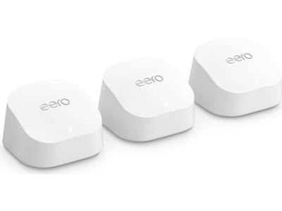 Amazon eero 6+ (WiFi 6/Mesh System/4,500 sq ft 3-Pack/$299.99/Gigabit Coverage)