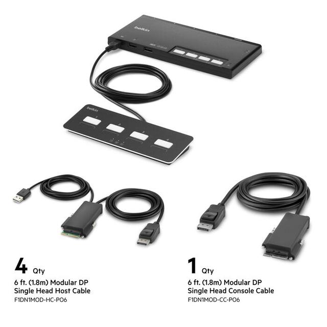 Belkin F1DN104MOD-PP-4 4-Port Single Head DP Modular Secure KVM Switch
