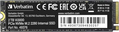 Verbatim Vi3000 (PCIe 3.0 NVMe/3,300 MB/s Read/2,900 MB/s Write/Legacy-Brand Budget NVMe)