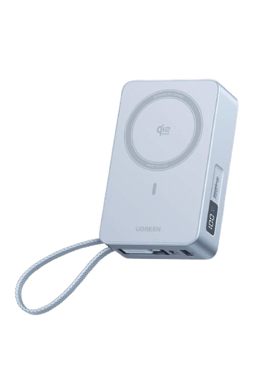 UGREEN MagFlow Magnetic Wireless Power Bank (20,000mAh/Qi2 25W Wireless/45W USB-C/Built-in Retractable Cable)