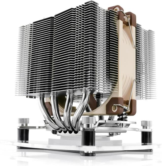Noctua NH-D9L compact dual-tower CPU cooler with 92mm fan in beige and brown