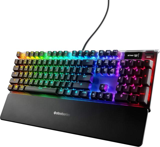 SteelSeries Apex 7 full-size mechanical gaming keyboard with OLED smart display and RGB backlighting