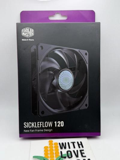 Cooler Master SickleFlow 120 (120mm/62.0 CFM/1.98 mmH2O Static Pressure/1800 RPM Max/27.0 dBA/Rifle Bearing/No RGB/PWM)