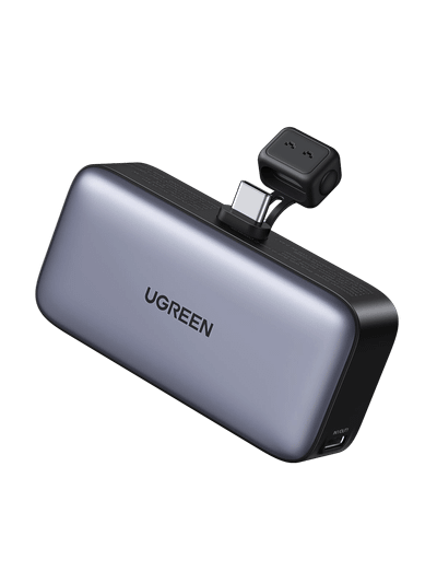 UGREEN Mini Power Bank (5,000mAh/22.5W/Built-in USB-C Connector/Foldable Kickstand)