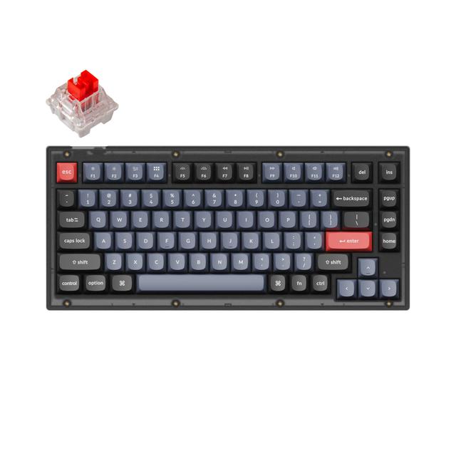 Keychron V1 QMK/VIA 75% custom mechanical keyboard in frosted black