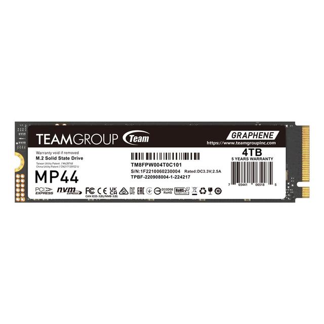 TeamGroup MP44 M.2 2280 PCIe Gen4 NVMe SSD with graphene heat-spreader label