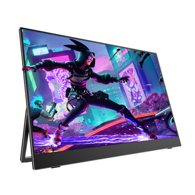 UPERFECT GR16CQ 16-inch 2K QLED portable gaming monitor, angled view on stand