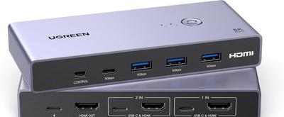 UGREEN 8K@60Hz KVM Switch (4 USB 3.0 Ports / Aluminum Build / 8K@60Hz Future-Proof / Best All-Around)