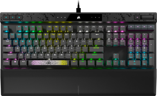 Corsair K70 MAX RGB full-size magnetic-mechanical gaming keyboard in steel grey with wrist rest