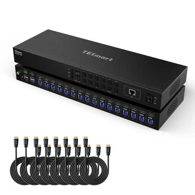 TESmart HKS1601-P23 16-Port HDMI KVM Switch with USB 3.0