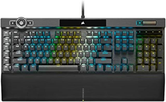 Corsair K100 RGB full-size mechanical gaming keyboard with wrist rest