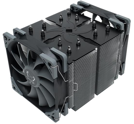 Scythe Ninja 5 dual-tower CPU air cooler with two 120mm Kaze Flex fans and black top cover