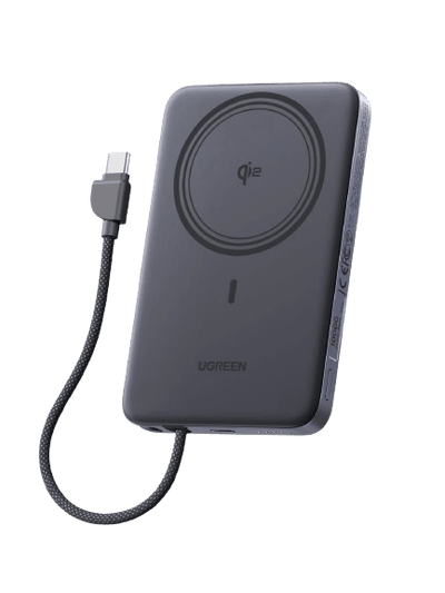 UGREEN MagFlow Air Magnetic Wireless Power Bank (10,000mAh/Qi2 15W Wireless/30W USB-C/Built-in Cable)
