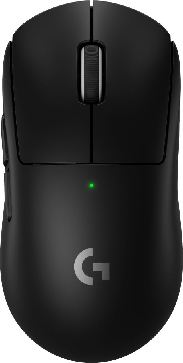 Logitech G PRO X Superlight 2 wireless gaming mouse in black, top-down view