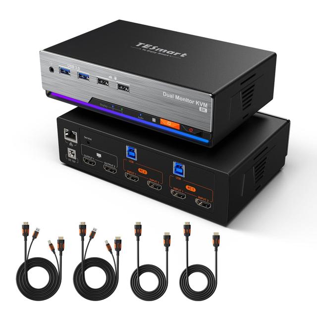 TESmart HKS202-M24 Dual Monitor HDMI 2.1 4K144Hz KVM Switch