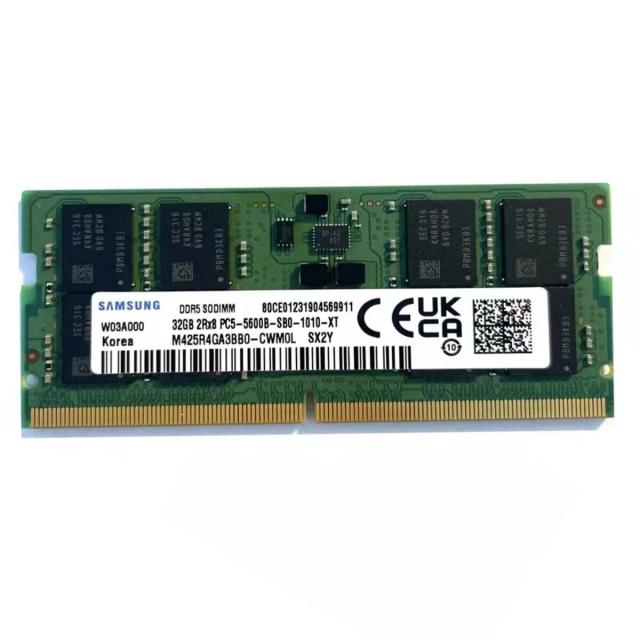 Samsung M425R4GA3BB0-CWMOL 32GB DDR5-5600 SODIMM 2Rx8 module with label