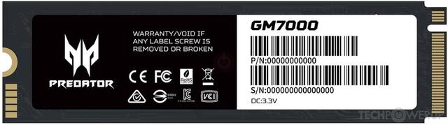 Acer Predator GM7000 PCIe Gen4 NVMe M.2 SSD with InnoGrit IG5236 controller and Micron B27B NAND (rear view)