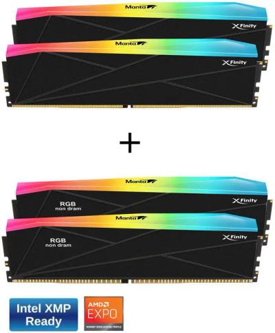 V-Color Manta XFinity SCC 2+2 Kit TMXFL1680838KW-DK (32GB 2x16GB Kit/DDR5 8000MHz/CL38/RGB Filler Kit/Black/Intel XMP 3.0 + AMD EXPO)