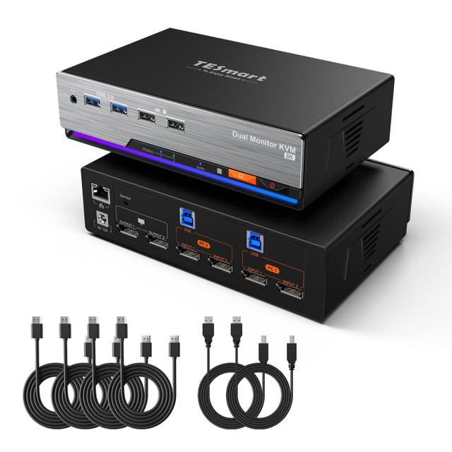 TESmart DKS202-M24 Dual Monitor DisplayPort 1.4 KVM Switch