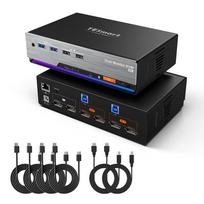 TESmart DKS202-M24 (Dual Monitor DisplayPort 1.4 KVM Switch / 2 PCs 2 Monitors / 8K@60Hz / $329.90)