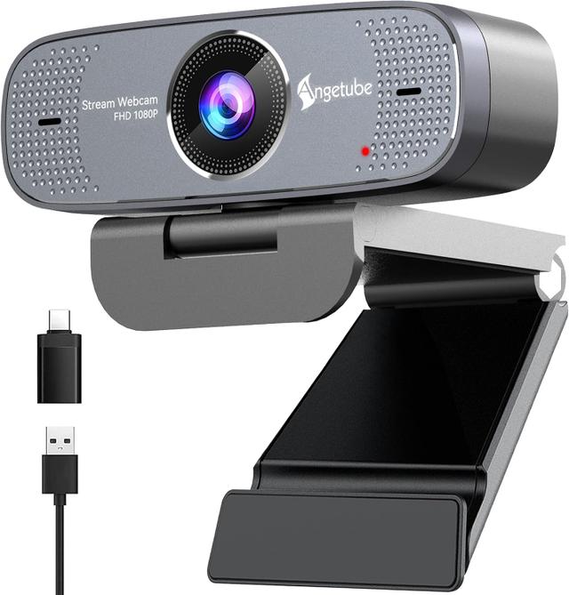 Angetube 1080P Webcam with Microphone, Autofocus Computer Camera for PC