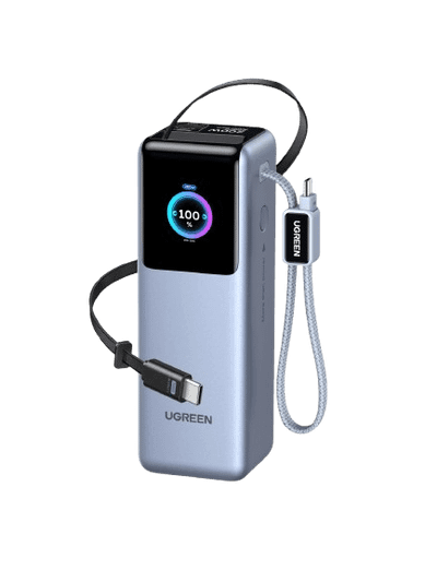 UGREEN 200W Power Bank (25,000mAh/3x100W USB-C incl. 2 Built-in Cables/PD 3.1/USB-A)